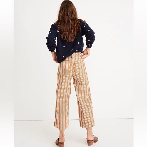Madewell Emmett Striped Wide Leg Cropped Pants Size 23 - Picture 3 of 14